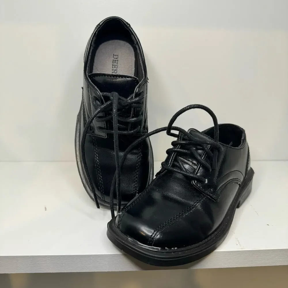 Deer Stags Black Leather Toddler Comfort Dress Shoes size 8.5
